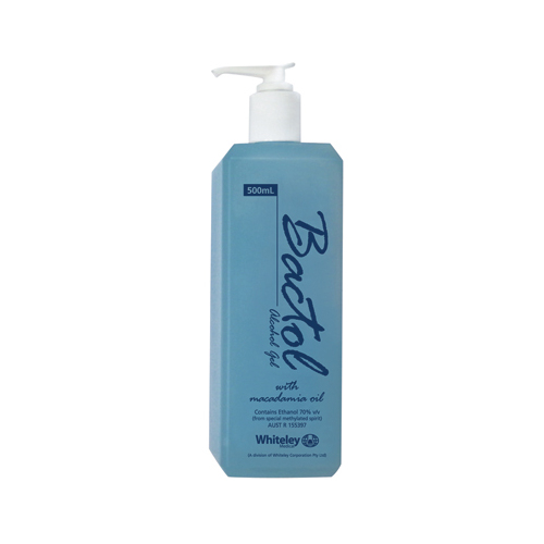 Whiteley Bactol Alcohol Hand Gel 500ml WITH MACADAMIA OIL