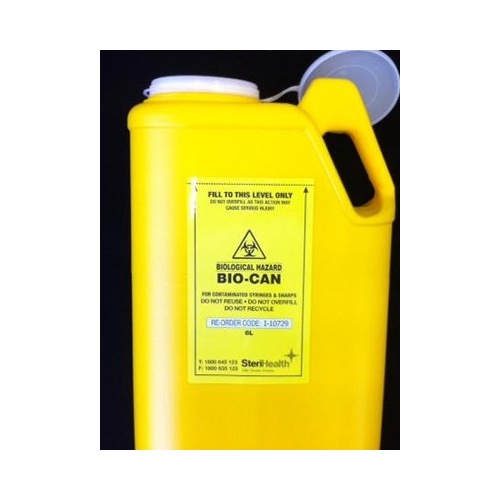 BIO-CAN Oval  Sharps Container 8 Ltr Push Cap