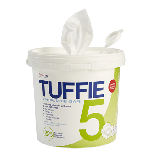 Tuffie 5 Hospital Grade Disinfectant Wipes - Tub/225 universal sanitizing 
