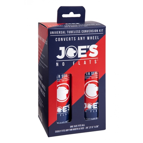 JOES NO-FLATS Universal Tubeless Conversion Kit - 26-29" inch (2 x Super Sealant 125mL, 2 x Valves, Rim Tape & Universal Tape)