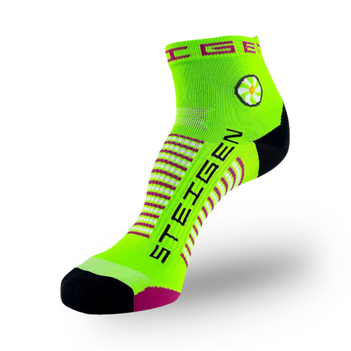 STEIGEN Fluro Green Running & Cycling Socks 1/4 Length