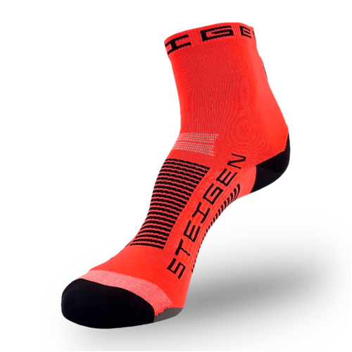 STEIGEN Fluro Red Running & Cycling Socks 1/2 Length