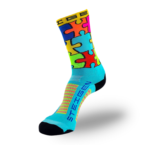 STEIGEN Jigsaw Running & Cycling Socks 3/4 Length