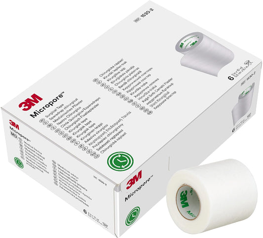 3M Micropore Surgical Tape 6 Rolls 5cm x 9.1 mtrs Hypoallergenic 1530-2